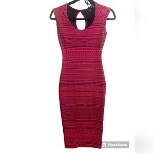 Red and Black fitted dress size s Keyhole Back Midi